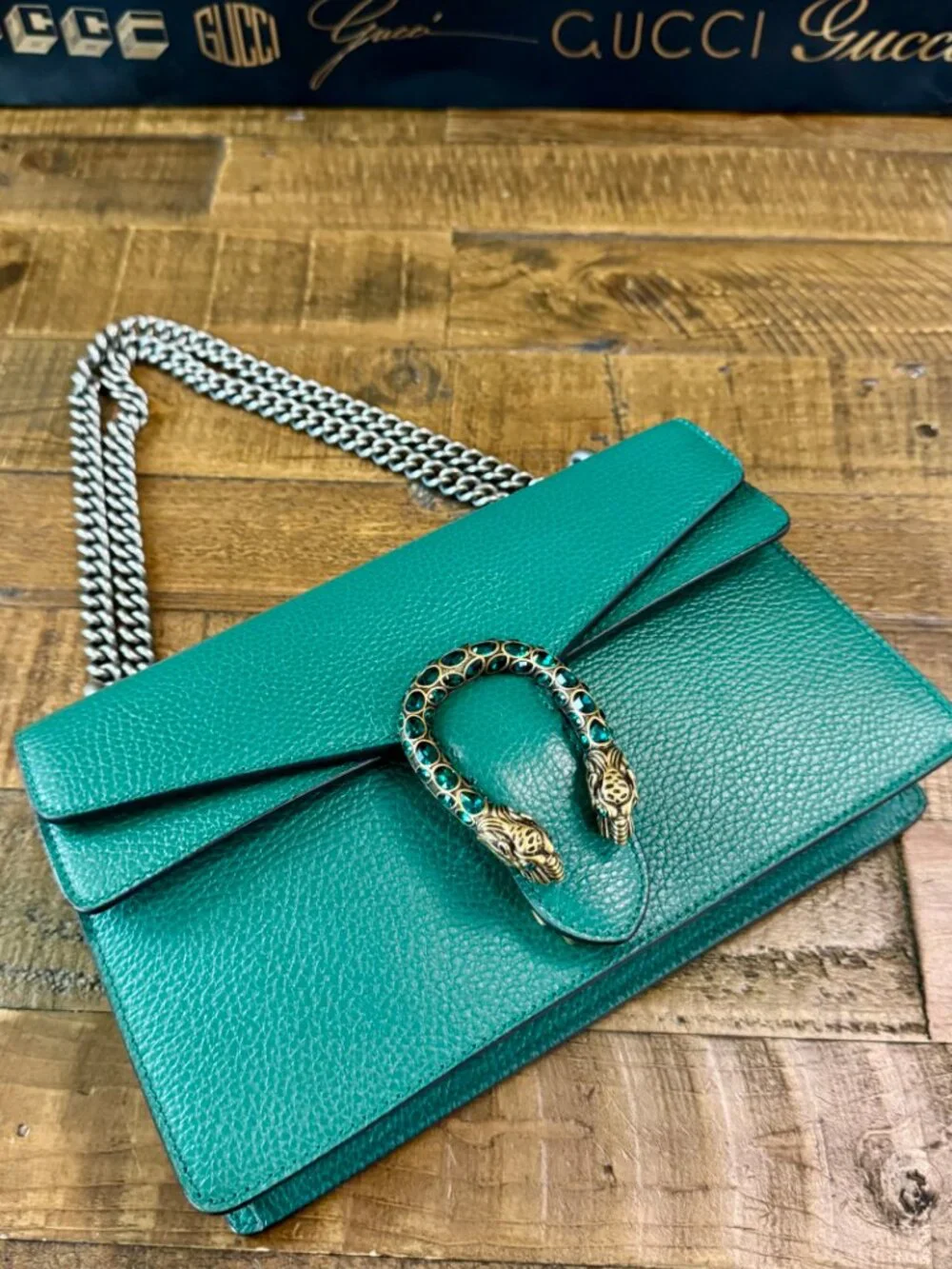 GUCCI Handbag Dionysus Dollar Calf/Strass Emerald #400249 CAOGX